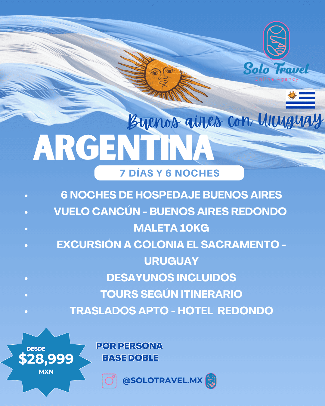 Paquete de viaje a Argentina - Buenos Aires con Uruguay