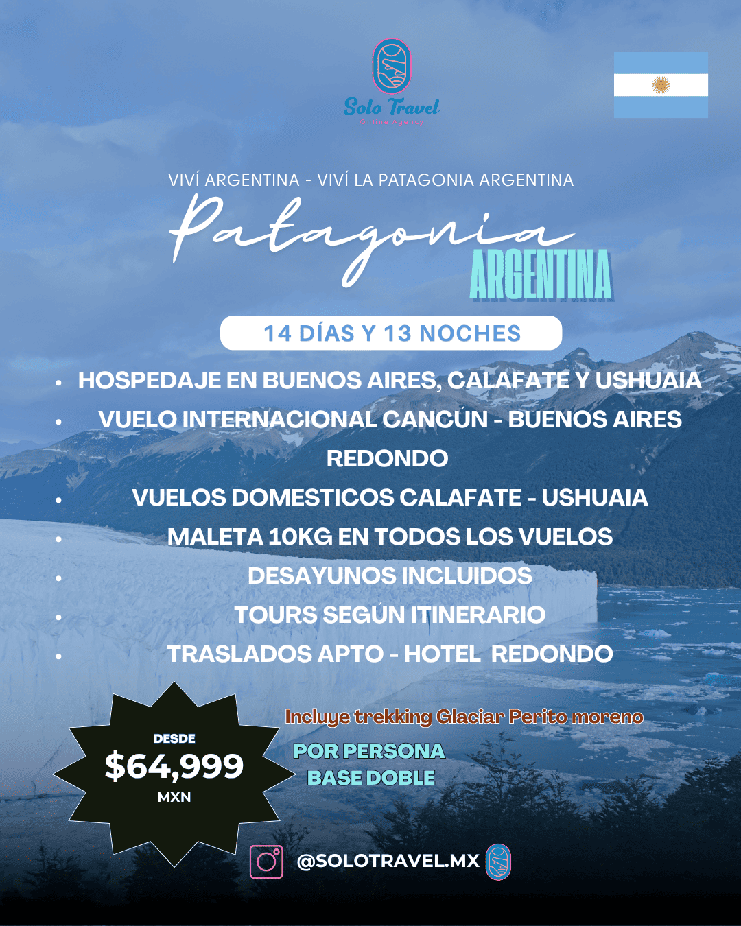 Paquete de viaje a Viviendo la Patagonia