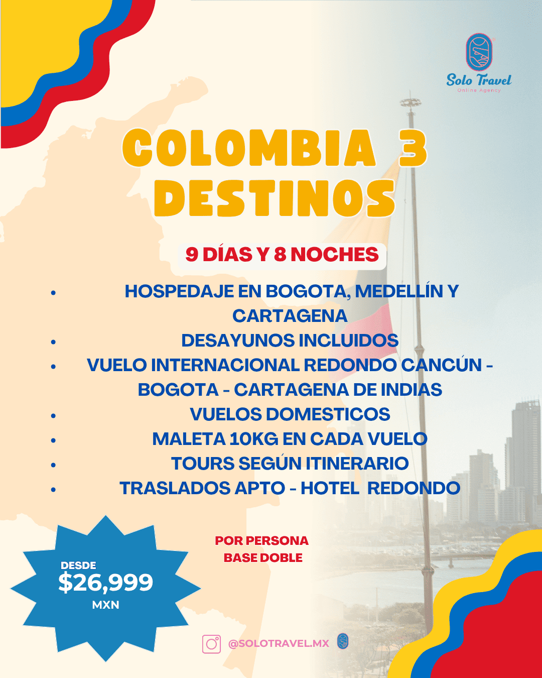 Paquete de viaje a Colombia - 3 Destinos