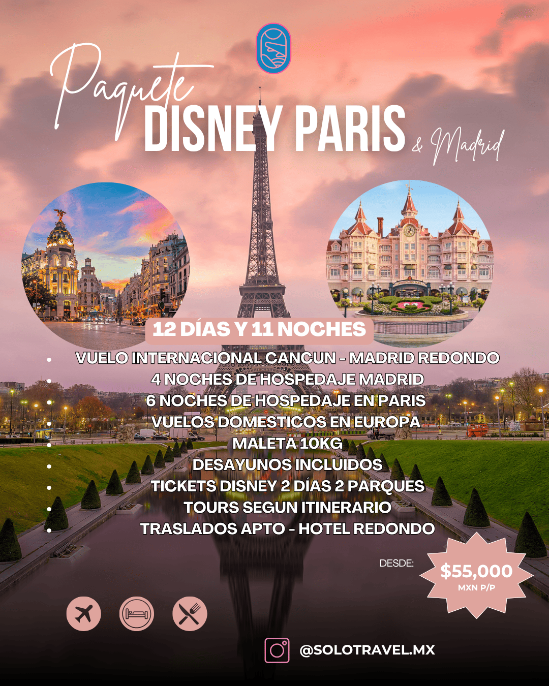 Paquete de viaje a Disney Paris & Madrid