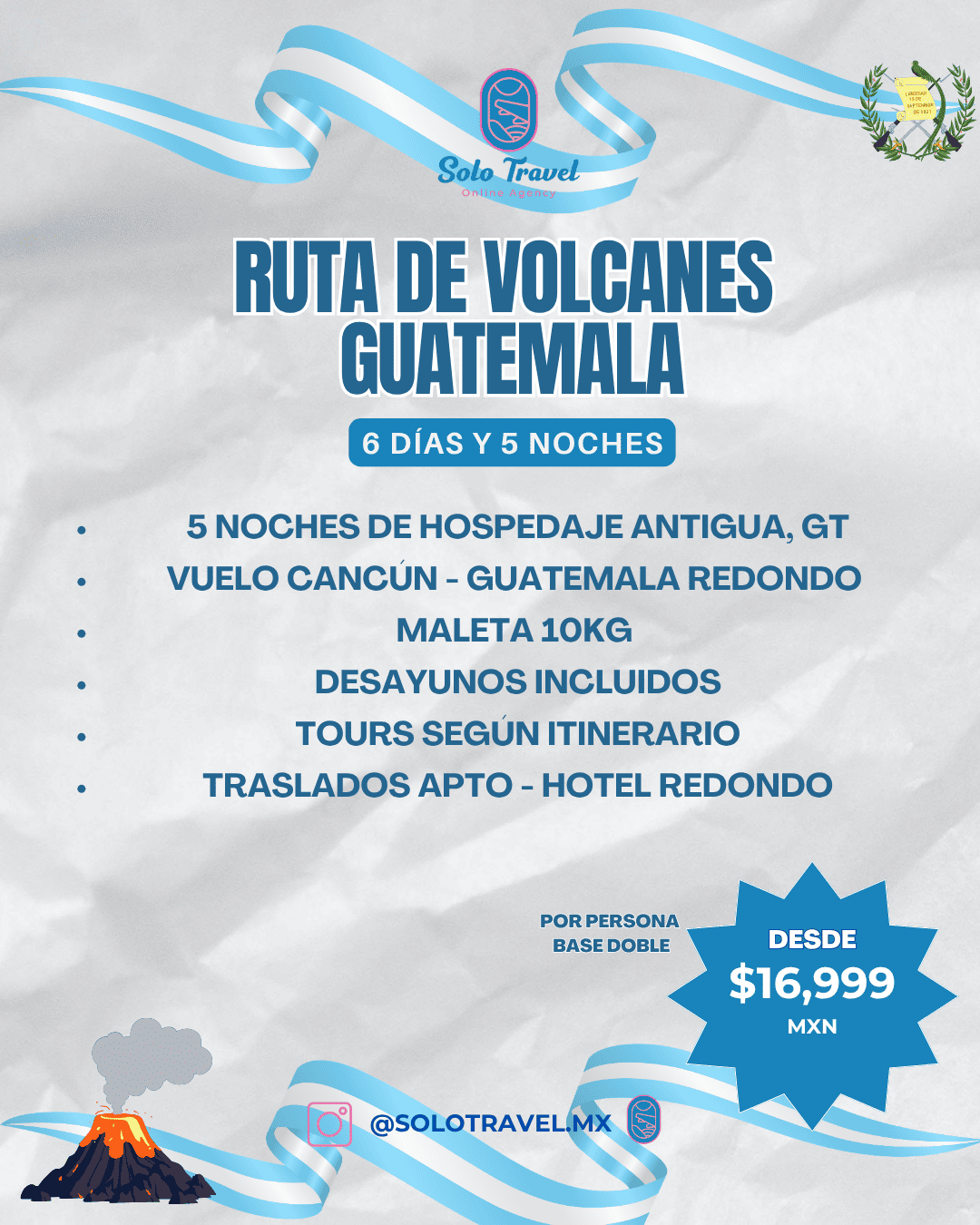 Paquete de viaje a Guatemala - Ruta de Volcanes